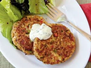 Salmon Cakes with Minted Cucumber Sauce