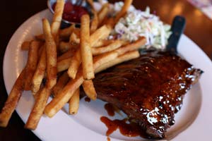 Sweet Chilli Ribs with Coleslaw and Chips Recipe