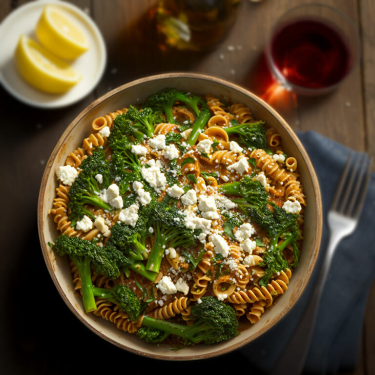 Red Pesto Pasta with Broccolini and Feta Recipe Foodrinky