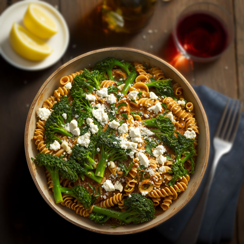 Red Pesto Pasta with Broccolini and Feta Recipe Foodrinky